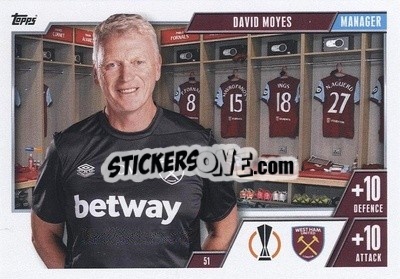 Sticker David Moyes - UEFA Champions League & Europa League 2023-2024. Match Attax Extra
 n. 51 - Topps