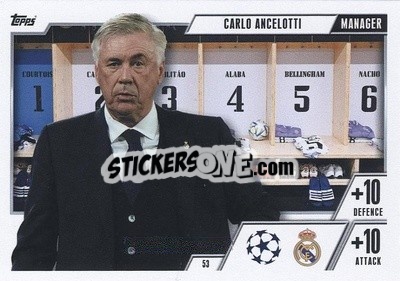 Sticker Carlo Ancelotti - UEFA Champions League & Europa League 2023-2024. Match Attax Extra
 - Topps