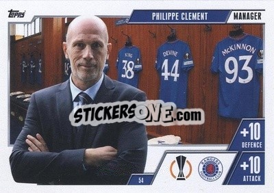 Sticker Philippe Clement - UEFA Champions League & Europa League 2023-2024. Match Attax Extra
 n. 54 - Topps