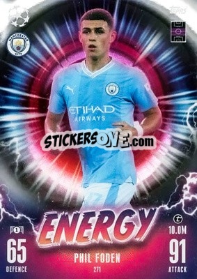 Sticker Phil Foden - UEFA Champions League & Europa League 2023-2024. Match Attax Extra
 n. 271 - Topps