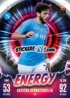 Sticker Kvicha Kvaratskhelia - UEFA Champions League & Europa League 2023-2024. Match Attax Extra
 n. 278 - Topps
