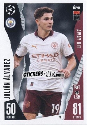 Sticker Julián Álvarez - UEFA Champions League & Europa League 2023-2024. Match Attax Extra
 n. 73 - Topps