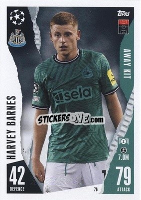 Sticker Harvey Barnes - UEFA Champions League & Europa League 2023-2024. Match Attax Extra
 - Topps