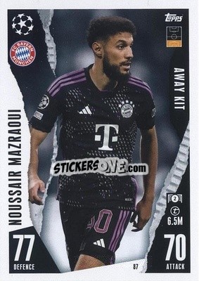 Sticker Noussair Mazraoui​ - UEFA Champions League & Europa League 2023-2024. Match Attax Extra
 n. 87 - Topps