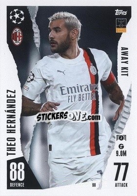 Sticker Theo Hernández - UEFA Champions League & Europa League 2023-2024. Match Attax Extra
 n. 98 - Topps