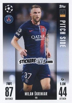Sticker Milan Škriniar - UEFA Champions League & Europa League 2023-2024. Match Attax Extra
 n. 108 - Topps