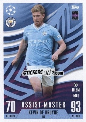 Sticker Kevin De Bruyne - UEFA Champions League & Europa League 2023-2024. Match Attax Extra
 n. 136 - Topps