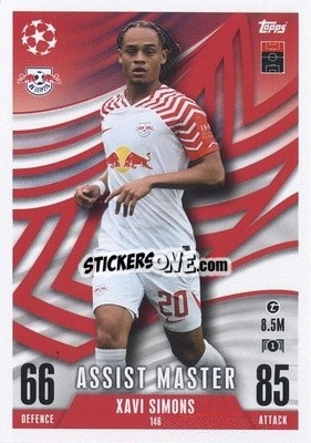 Sticker Xavi Simons - UEFA Champions League & Europa League 2023-2024. Match Attax Extra
 n. 146 - Topps