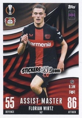 Sticker Florian Wirtz - UEFA Champions League & Europa League 2023-2024. Match Attax Extra
 n. 147 - Topps