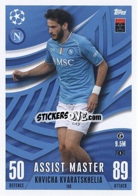 Sticker Khvicha Kvaratskhelia - UEFA Champions League & Europa League 2023-2024. Match Attax Extra
 n. 148 - Topps