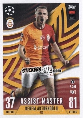 Sticker Kerem Aktürkoglu - UEFA Champions League & Europa League 2023-2024. Match Attax Extra
 n. 153 - Topps