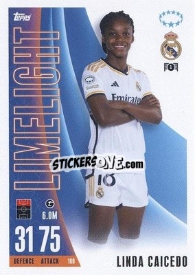 Sticker Linda Caicedo - UEFA Champions League & Europa League 2023-2024. Match Attax Extra
 n. 180 - Topps