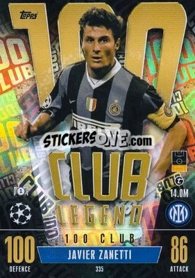 Sticker Javier Zanetti - UEFA Champions League & Europa League 2023-2024. Match Attax Extra
 n. 335 - Topps