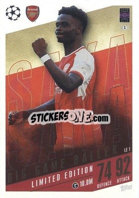Sticker Bukayo Saka - UEFA Champions League & Europa League 2023-2024. Match Attax Extra
 n. LE1 - Topps