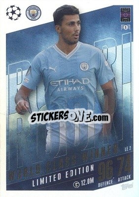 Sticker Rodri - UEFA Champions League & Europa League 2023-2024. Match Attax Extra
 n. LE2 - Topps