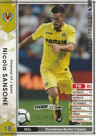 Cromo Nicola Sansone - Sega World Club Champion Football 2017-2018
 n. 271 - Panini