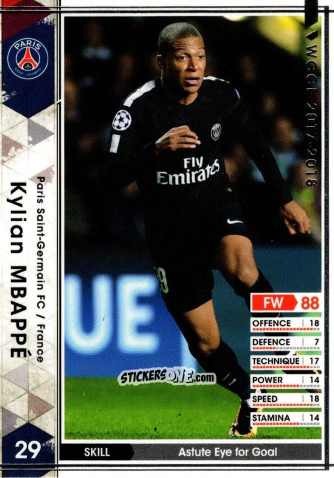 Figurina Kylian Mbappé - Sega World Club Champion Football 2017-2018
 n. EXTRA1 - Panini