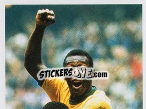 Sticker Pelé comemora com Jairzinho - Brasil de Todas as Copas n. 64 - Panini