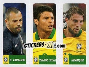 Sticker Diego Cavalieri / Thiago Silva / Henrique - Brasil de Todas as Copas n. 183 - Panini