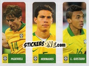 Sticker Maxwell / Hernanes / Luiz Gustavo - Brasil de Todas as Copas n. 189 - Panini
