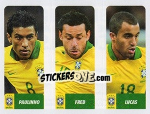 Sticker Paulinho / Fred / Lucas Moura - Brasil de Todas as Copas n. 195 - Panini