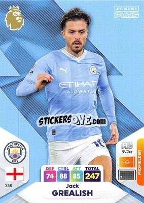 Sticker Jack Grealish - English Premier League 2023-2024. Adrenalyn XL Plus
 n. 238 - Topps