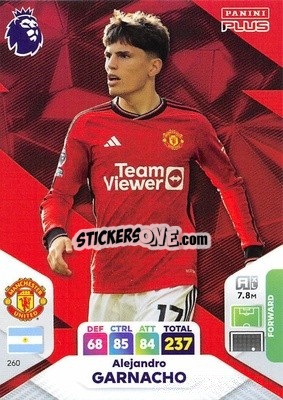 Sticker Alejandro Garnacho - English Premier League 2023-2024. Adrenalyn XL Plus
 n. 260 - Topps