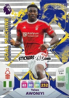 Sticker Taiwo Awoniyi - English Premier League 2023-2024. Adrenalyn XL Plus
 n. 294 - Topps