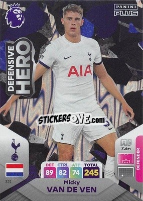 Sticker Micky van de Ven - English Premier League 2023-2024. Adrenalyn XL Plus
 n. 321 - Topps