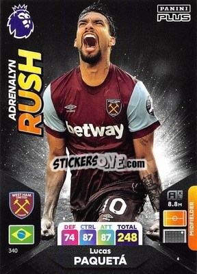 Sticker Lucas Paquetá - English Premier League 2023-2024. Adrenalyn XL Plus
 n. 340 - Topps
