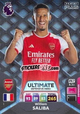 Sticker William Saliba - English Premier League 2023-2024. Adrenalyn XL Plus
 n. 1 - Topps