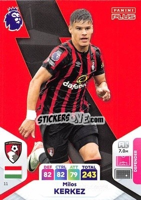 Sticker Miloš Kerkez - English Premier League 2023-2024. Adrenalyn XL Plus
 n. 11 - Topps