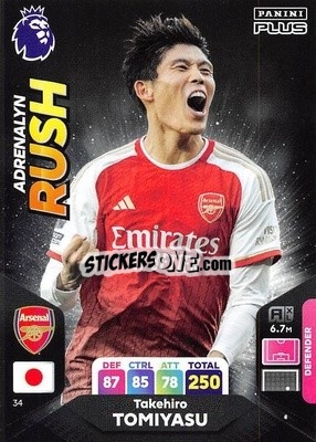 Sticker Takehiro Tomiyasu - English Premier League 2023-2024. Adrenalyn XL Plus
 n. 34 - Topps