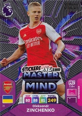 Sticker Oleksandr Zinchenko - English Premier League 2023-2024. Adrenalyn XL Plus
 n. 35 - Topps