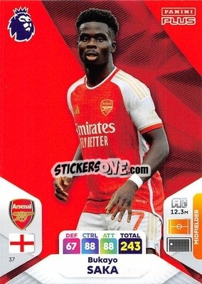 Sticker Bukayo Saka - English Premier League 2023-2024. Adrenalyn XL Plus
 - Topps