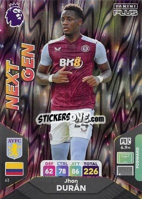 Sticker John Durán - English Premier League 2023-2024. Adrenalyn XL Plus
 n. 63 - Topps
