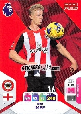 Sticker Ben Mee - English Premier League 2023-2024. Adrenalyn XL Plus
 n. 71 - Topps