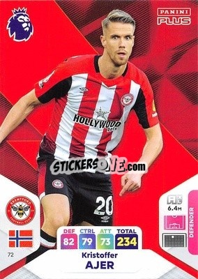 Sticker Kristoffer Ajer - English Premier League 2023-2024. Adrenalyn XL Plus
 n. 72 - Topps