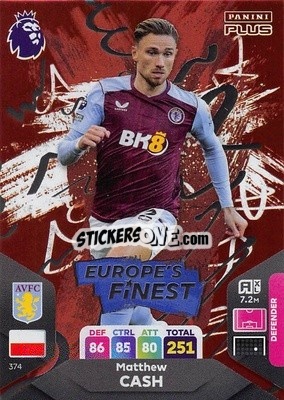 Sticker Matthew Cash - English Premier League 2023-2024. Adrenalyn XL Plus
 n. 374 - Topps