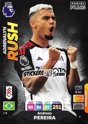 Sticker Andreas Pereira - English Premier League 2023-2024. Adrenalyn XL Plus
 n. 178 - Topps