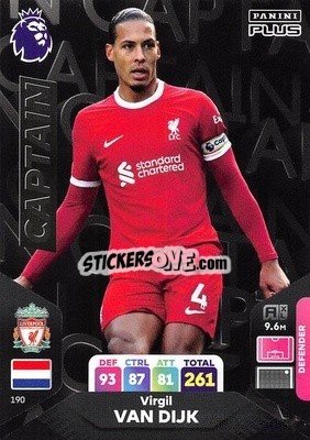 Sticker Virgil van Dijk - English Premier League 2023-2024. Adrenalyn XL Plus
 n. 190 - Topps