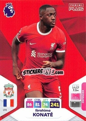 Sticker Ibrahima Konaté - English Premier League 2023-2024. Adrenalyn XL Plus
 n. 194 - Topps
