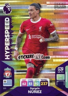 Sticker Darwin Núñez - English Premier League 2023-2024. Adrenalyn XL Plus
 n. 205 - Topps