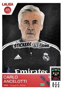 Sticker Entrenador Real Madrid - Carlo Ancelotti (2) - LaLiga 2023-2024
 n. 372 - Panini