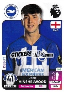 Cromo Jack Hinshelwood (Brighton & Hove Albion) - English Premier League 2023-2024
 n. U10 - Panini