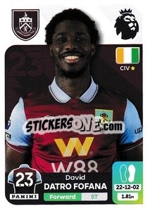 Sticker David Datro Fofana (Burnley) - English Premier League 2023-2024
 n. U14 - Panini