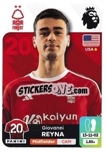 Sticker Giovanni Reyna (Nottingham Forest) - English Premier League 2023-2024
 n. U35 - Panini