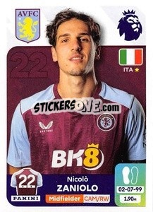 Cromo Nicolò Zaniolo - English Premier League 2023-2024
 - Panini