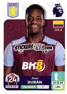 Sticker Jhon Durán - English Premier League 2023-2024
 - Panini