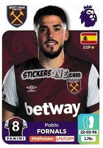 Sticker Pablo Fornals - English Premier League 2023-2024
 n. 591 - Panini